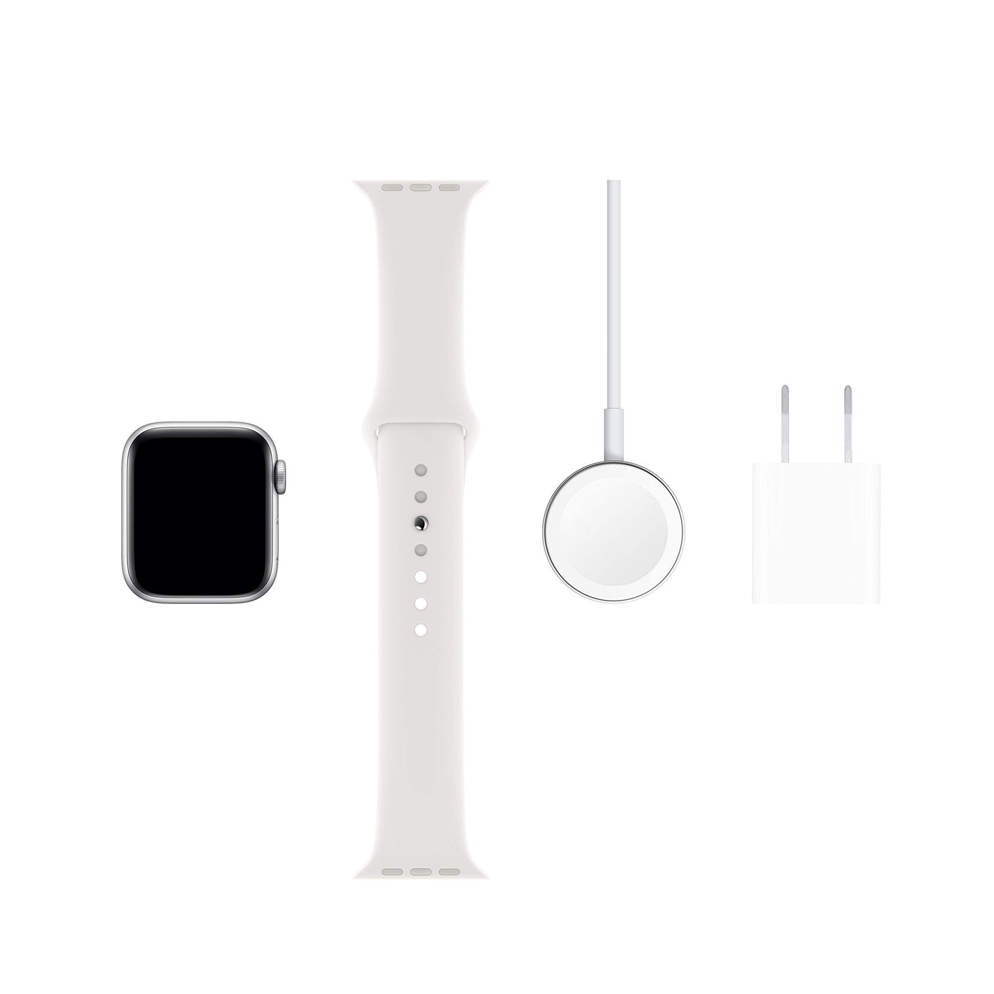 Apple Watch Series 5 (GPS, 44MM) - Silver Aluminum Case with White Sport Band (Renewed)