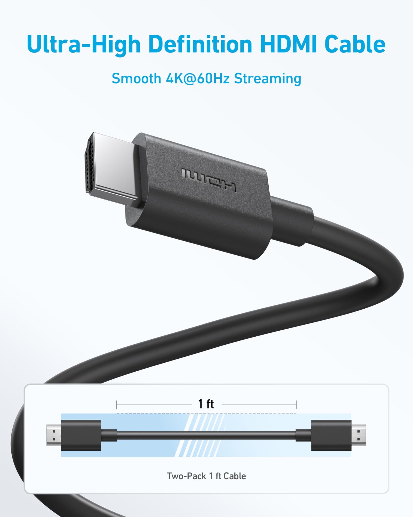 Anker HDMI Switch, 4K@60Hz HDMI Switcher, 2 in 1 Out with Smooth Finish, Supports HDR, 3D, Dolby, Compatible with Laptops, PC, Xbox Series, PS5 / PS4, Projector, and More