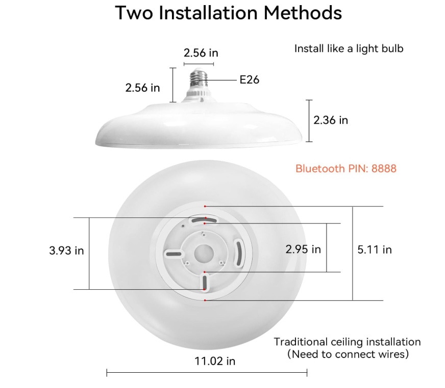 Smart Waterproof LED Ceiling Light With Bluetooth Speaker