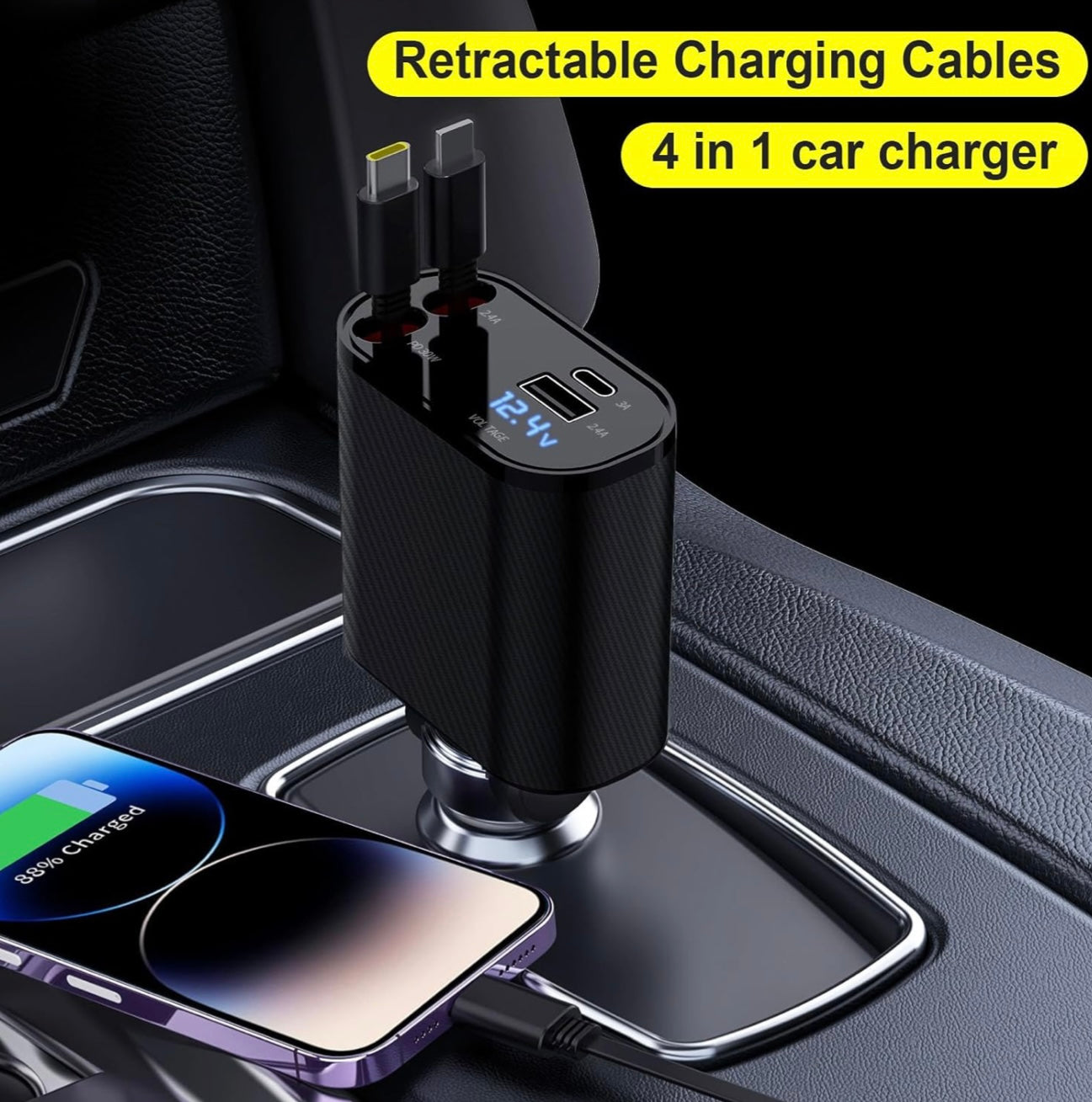 Retractable Car 4 In 1 Charger