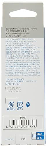 Sony MDREX15LP in-Ear Earbud Headphones, Black, Model Number: MDREX15LP/B