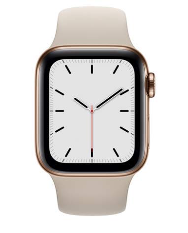 Apple Watch Series 5 (GPS, 44MM) - Silver Aluminum Case with White Sport Band (Renewed)