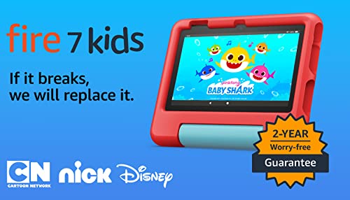 Amazon Fire 7 Kids tablet, ages 3-7. Top-selling 7" kids tablet on Amazon. Includes ad-free and exclusive content, easy parental controls, 10-hr battery, 16 GB, Blue