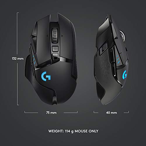 Logitech G502 HERO High Performance Wired Gaming Mouse, HERO 25K Sensor, 25,600 DPI, RGB, Adjustable Weights, 11 Buttons, On-Board Memory, PC/Mac
