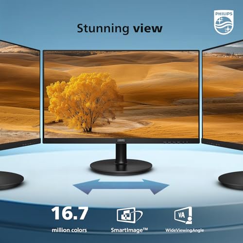 Philips New 24 inch Frameless Full HD (1920 x 1080) 100Hz Monitor, VESA, HDMI x1, VGA Port x1, Eye Care, 4 Year Advance Replacement Warranty, 241V8LB, Black
