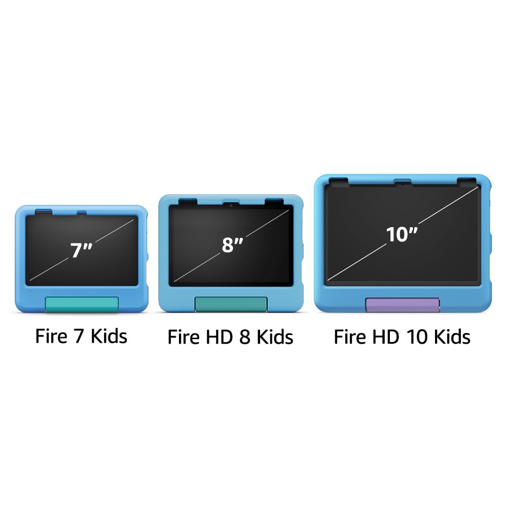 Amazon Fire 7 Kids tablet, ages 3-7. Top-selling 7" kids tablet on Amazon. Includes ad-free and exclusive content, easy parental controls, 10-hr battery, 16 GB, Blue