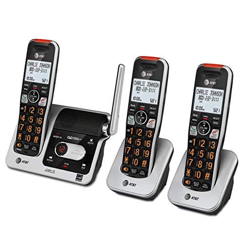 AT&T BL102-4 DECT 6.0 4-Handset Cordless Phone for Home with Answering Machine, Call Blocking, Caller ID Announcer, Audio Assist, Intercom, and Unsurpassed Range, Silver/Black