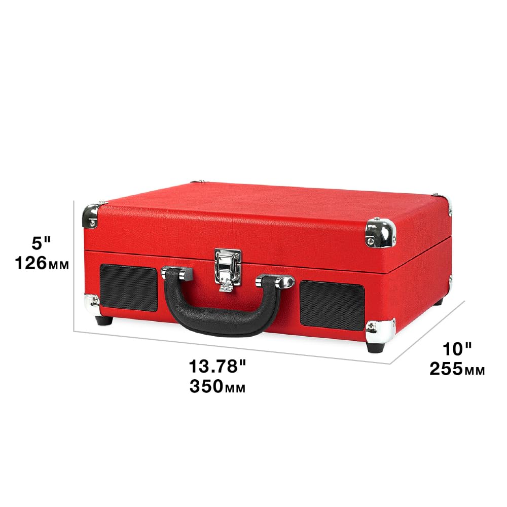 Victrola Journey Bluetooth Portable Suitcase Record Player – with Built-in Speakers, 3 Speed Vinyl Record Player, RCA Out, Headphone Jack (Black)