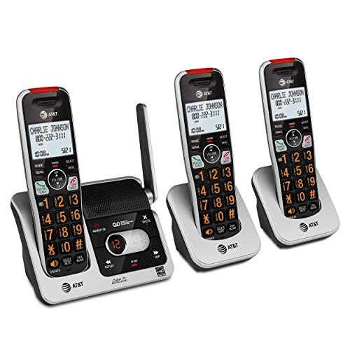 AT&T BL102-4 DECT 6.0 4-Handset Cordless Phone for Home with Answering Machine, Call Blocking, Caller ID Announcer, Audio Assist, Intercom, and Unsurpassed Range, Silver/Black