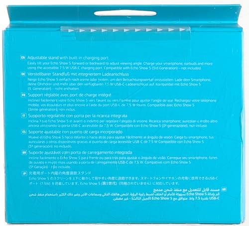 Echo Show 5 (3rd Gen) Adjustable Stand with USB-C Charging Port | Charcoal