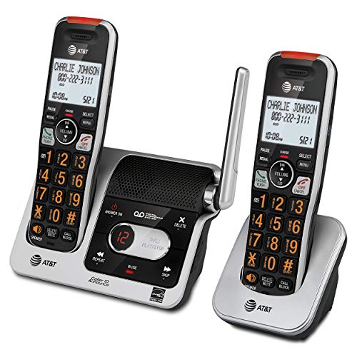 AT&T BL102-4 DECT 6.0 4-Handset Cordless Phone for Home with Answering Machine, Call Blocking, Caller ID Announcer, Audio Assist, Intercom, and Unsurpassed Range, Silver/Black