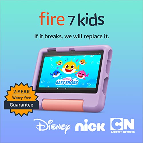 Amazon Fire 7 Kids tablet, ages 3-7. Top-selling 7" kids tablet on Amazon. Includes ad-free and exclusive content, easy parental controls, 10-hr battery, 16 GB, Blue