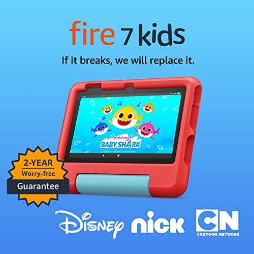 Amazon Fire 7 Kids tablet, ages 3-7. Top-selling 7" kids tablet on Amazon. Includes ad-free and exclusive content, easy parental controls, 10-hr battery, 16 GB, Blue