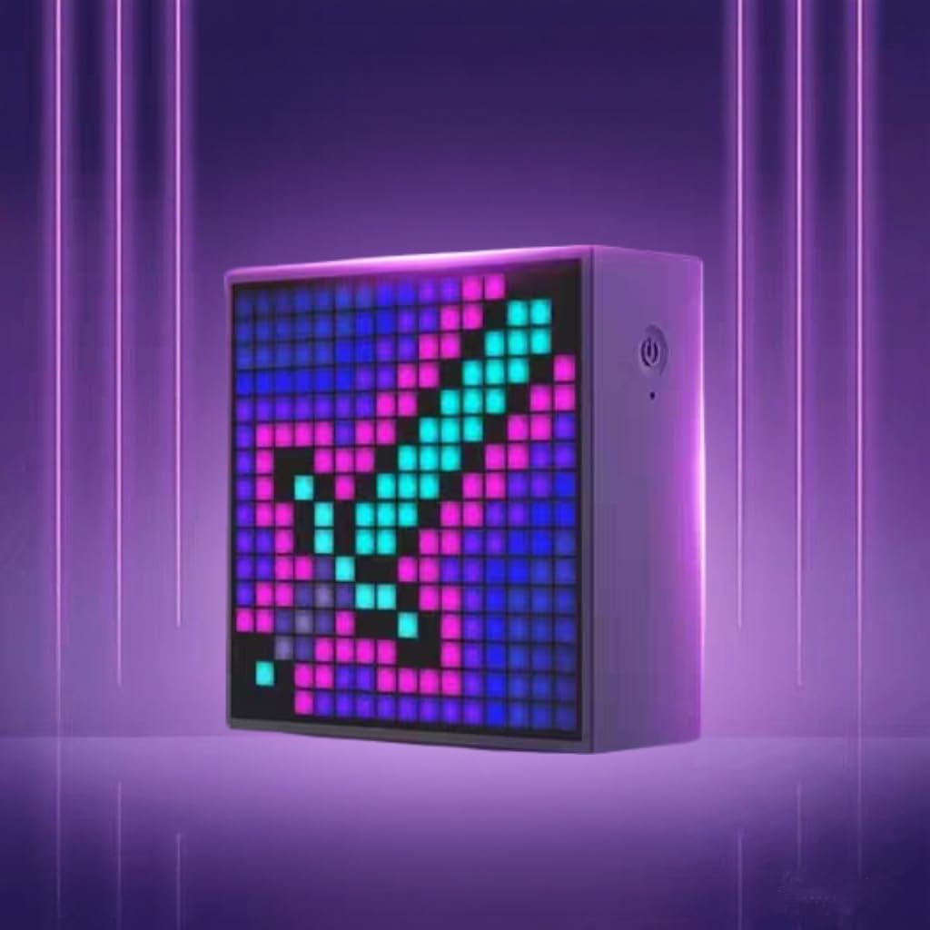 Divoom TimeBox Evo -- Pixel Art Bluetooth Speaker with 16x16 LED Display APP Control - Cool Animation Frame & Gaming Room Setup & Bedside Alarm Clock- Black