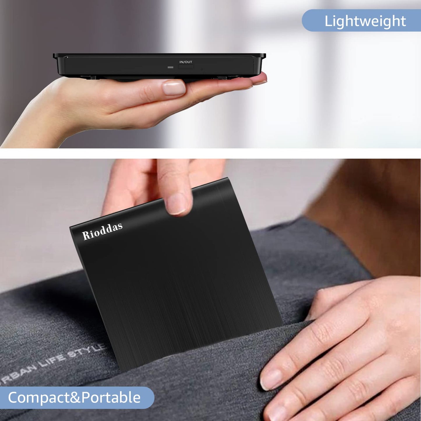 External CD/DVD Drive for Laptop, USB 3.0 CD DVD Player Portable +/-RW Burner CD ROM Reader Writer Disk Duplicator Compatible with Laptop Desktop PC Windows Apple Mac Pro MacBook Linux