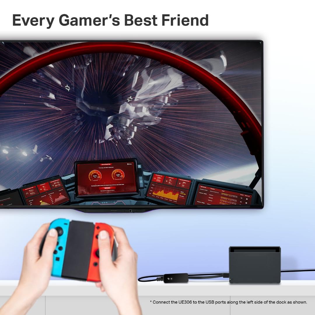 TP-Link USB to Ethernet Adapter (UE306), Supports Nintendo Switch, 1Gbps Gigabit RJ45 to USB 3.0 Network Adapter, Foldable & Portable Design, Plug and Play, Compatible with Windows, macOS, and Linux