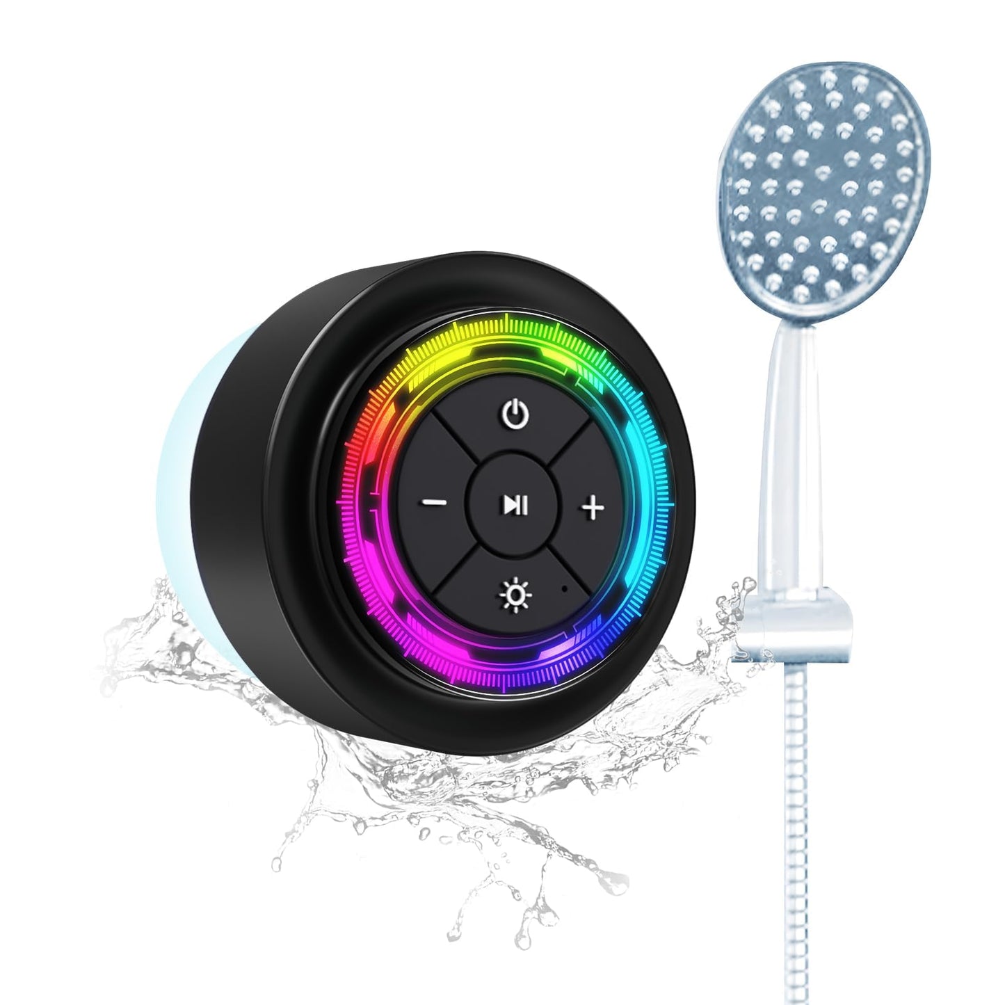 XLeader Shower Speaker, Upgraded,Certified IPX7 Waterproof, Mini Bluetooth Wireless Small Speaker with Lights, Suction Cup and Mic for Bathroom, Crystal Sound&Bass,12H Playtime, Ideal Electronic Gifts