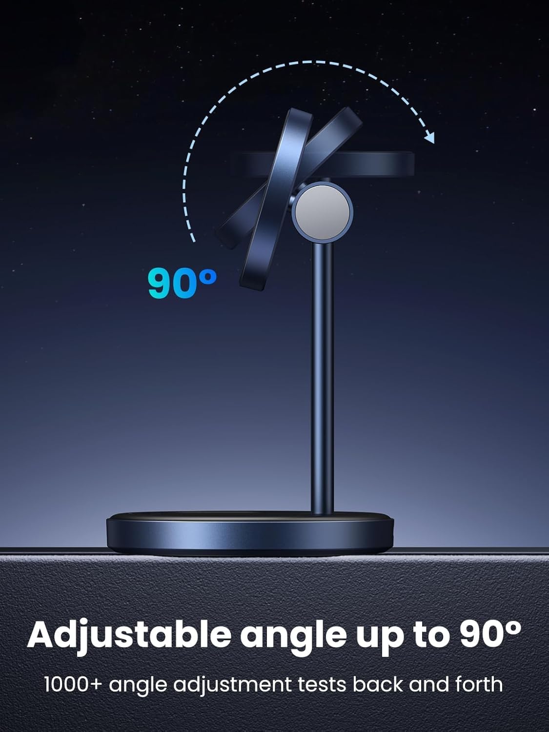 UGREEN MagFlow 2-in-1 Magnetic Wireless Charging Stand Fast Wireless Charger for iPhone 17 16 15 14 13 12 Series and AirPods, MagSafe Compatible Qi Charging Stand with 3 FT USB-C Cable (No AC Adapter)