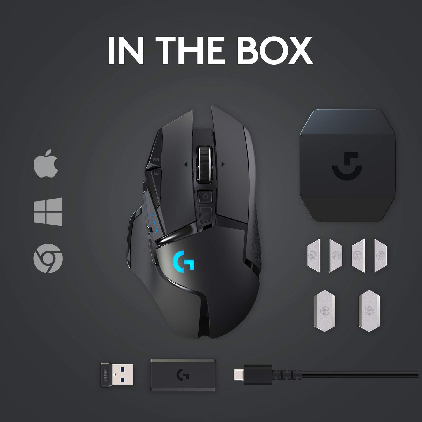 Logitech G502 HERO High Performance Wired Gaming Mouse, HERO 25K Sensor, 25,600 DPI, RGB, Adjustable Weights, 11 Buttons, On-Board Memory, PC/Mac