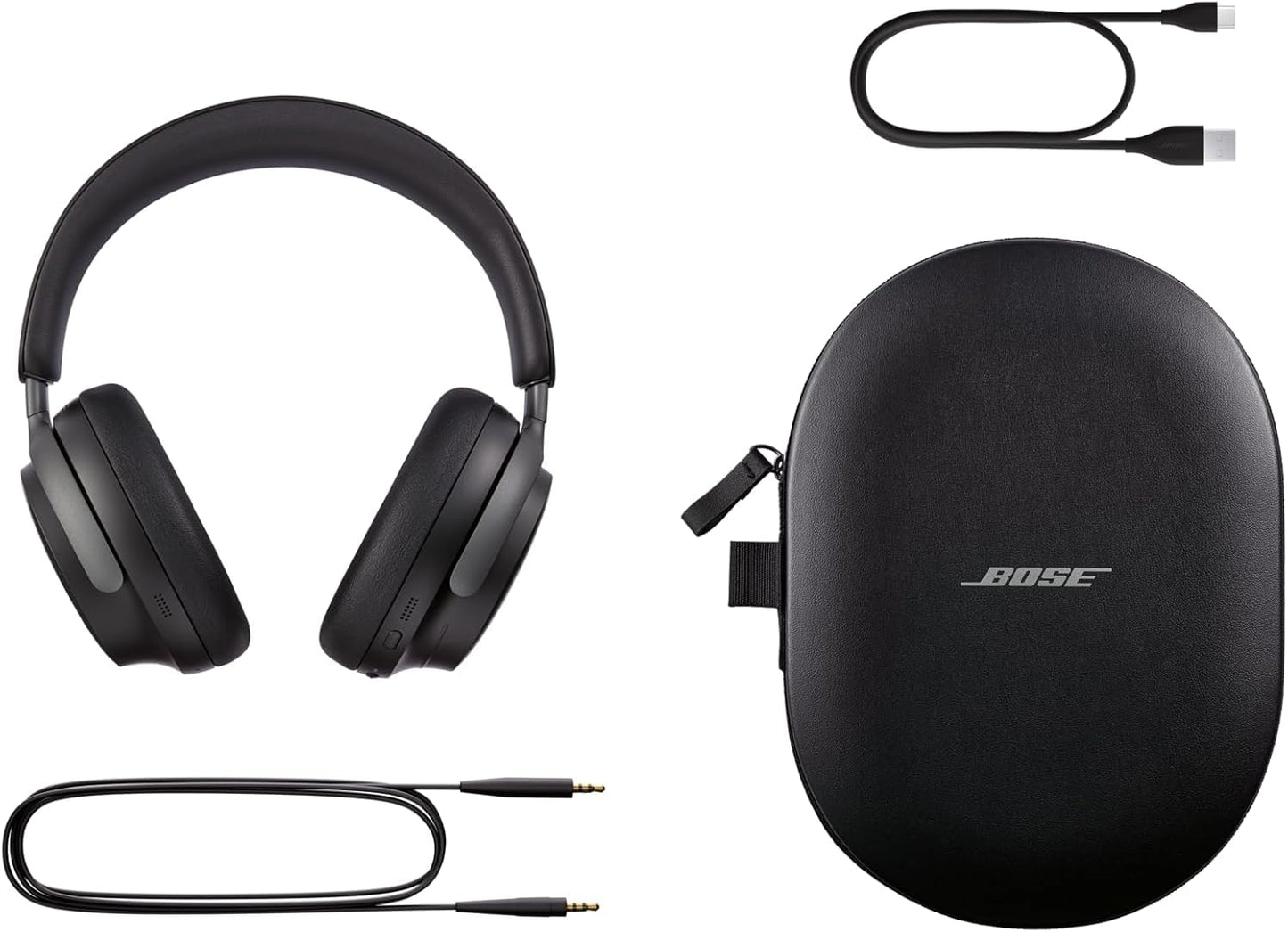 Bose QuietComfort Ultra Bluetooth Headphones, Wireless Headphones with Spatial Audio, Over Ear Noise Cancelling with Mic, Up to 24 Hours of Playtime, Black