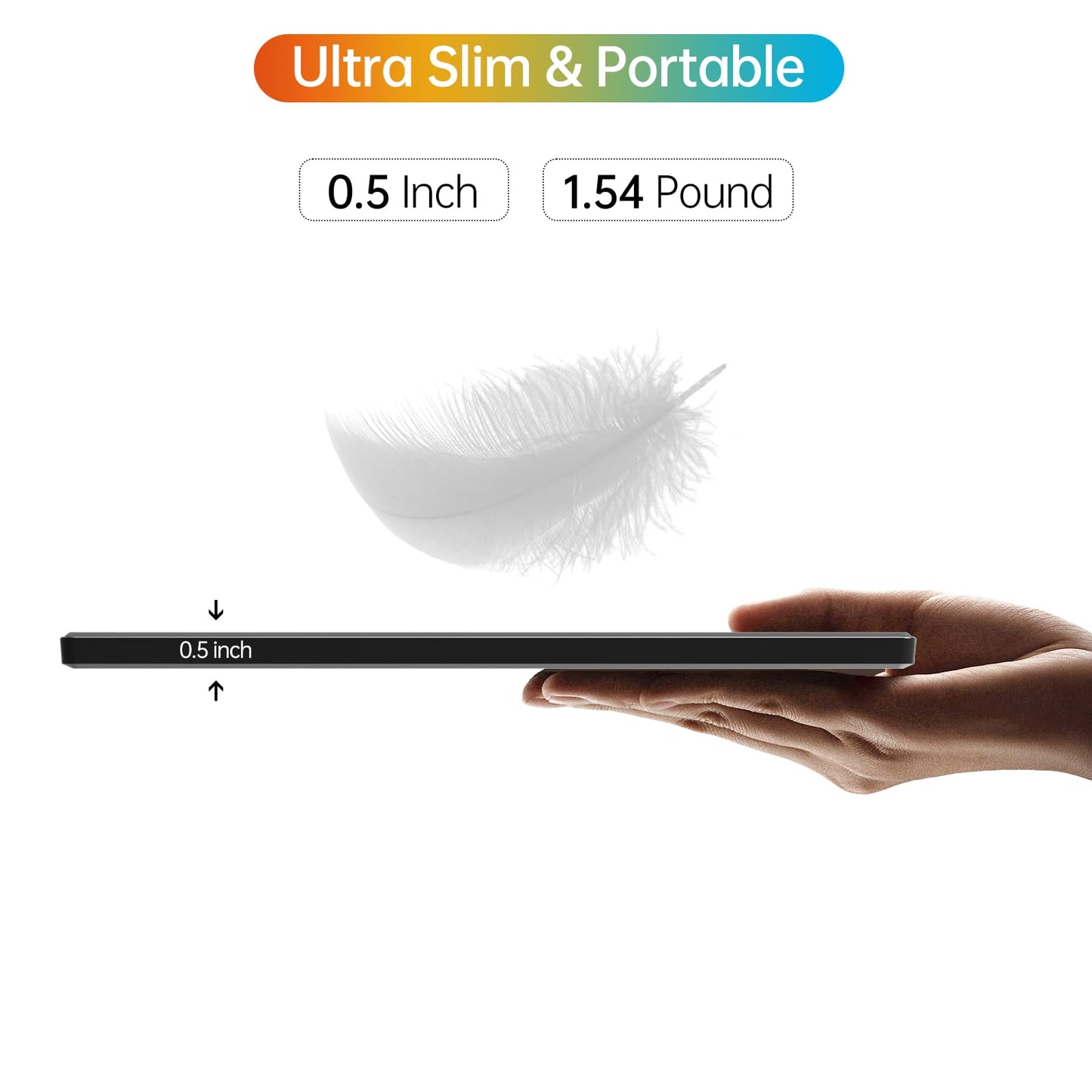 MNN Portable Monitor 14 inch FHD 1920 * 1200P USB C HDMI Ultra-Slim IPS Travel Display w/Speakers, HDR Plug&Play, External Monitor for Laptop PC, Phone,Mac(400cd/m² Brightness)