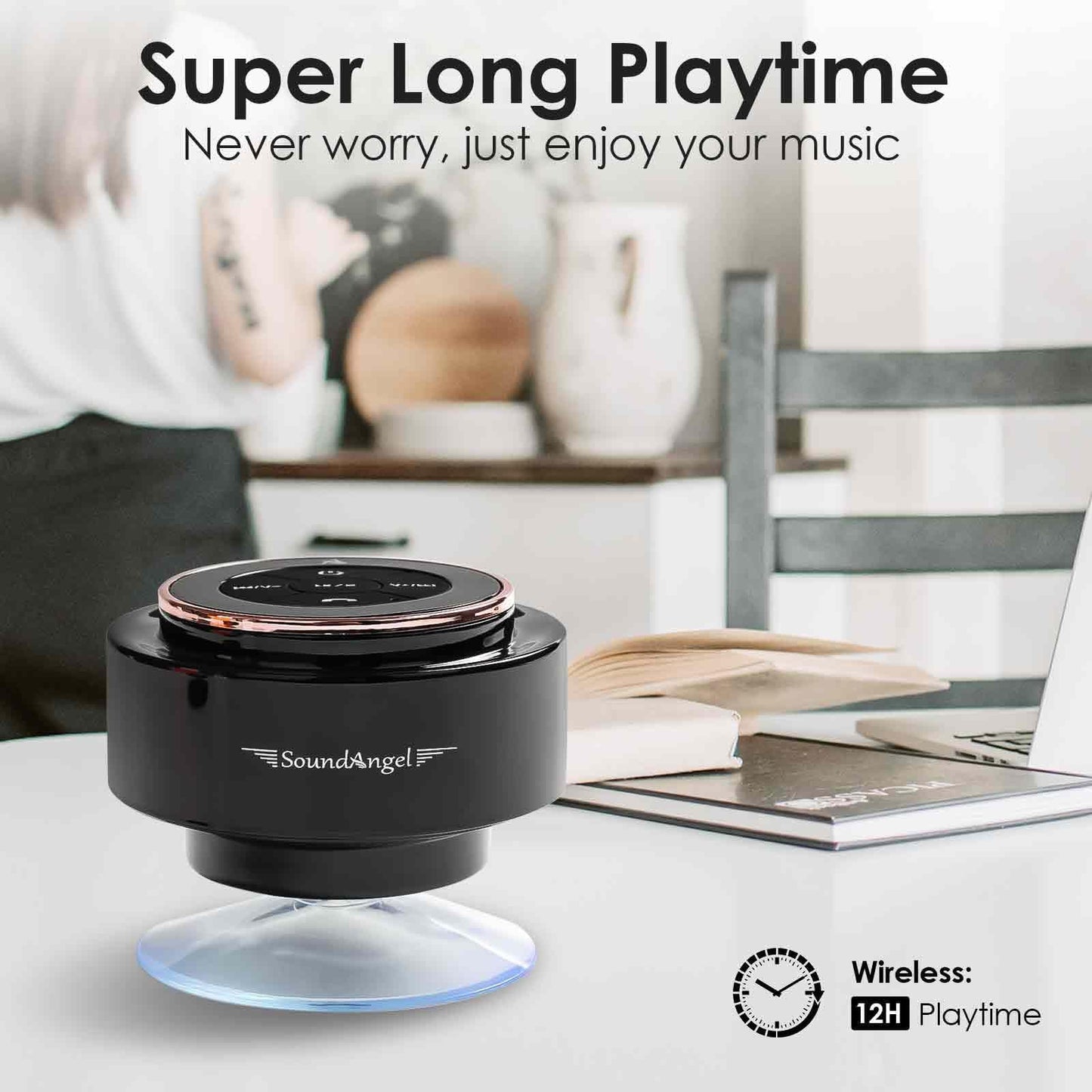 XLeader Shower Speaker, Upgraded,Certified IPX7 Waterproof, Mini Bluetooth Wireless Small Speaker with Lights, Suction Cup and Mic for Bathroom, Crystal Sound&Bass,12H Playtime, Ideal Electronic Gifts