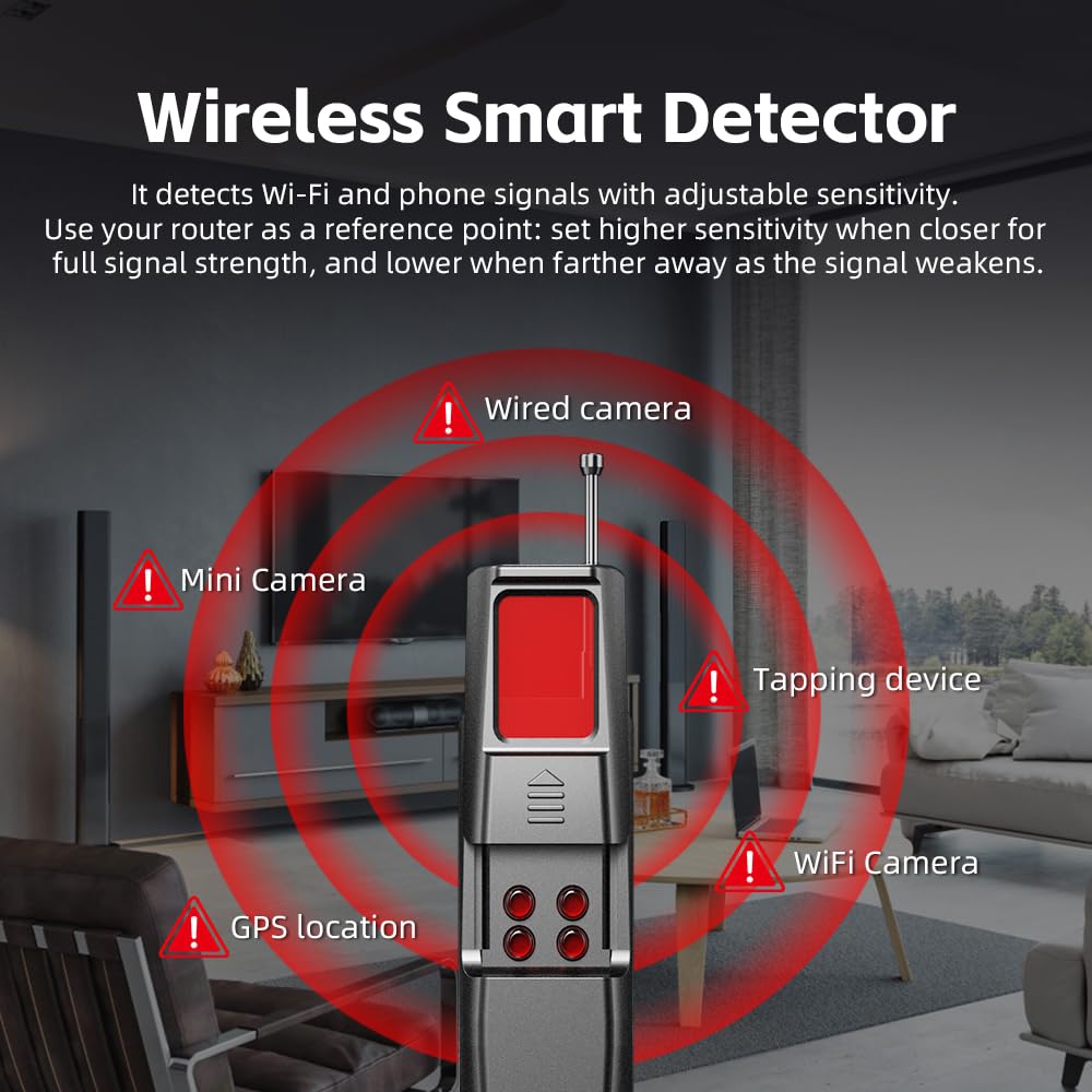 Upgraded Hidden Camera Detector -GPS Tracker Detector, Anti-Spy Detector, Bug Detector Electronic Sweeper for Hotels, Travel, Home & Office