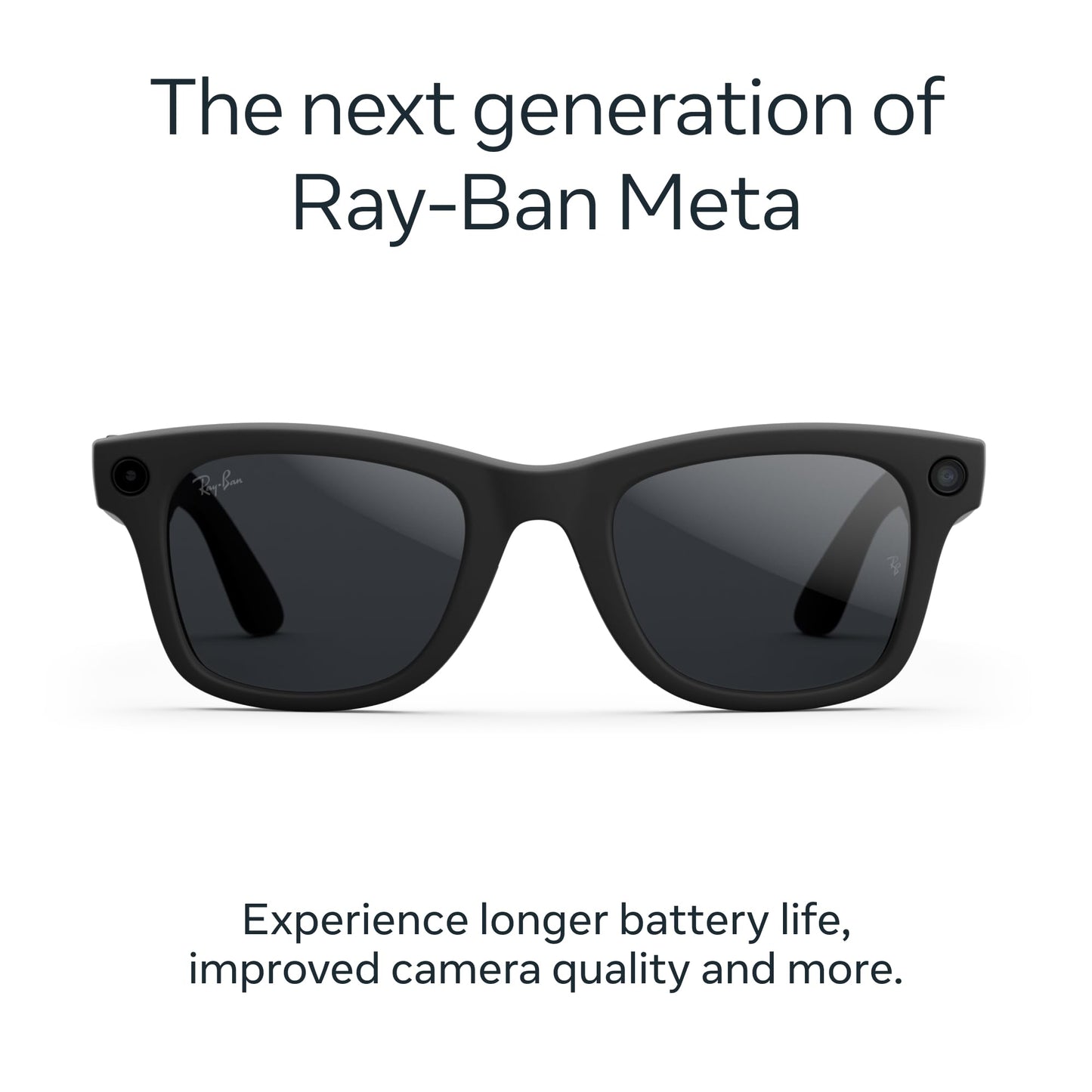 Ray-Ban Meta (Gen 2), Wayfarer, Shiny Black | Smart AI Glasses for Men, Women — 2x Battery Life — 3K Ultra HD Resolution — 12 MP Ultra-Wide Camera, Audio, Video — Green Lenses — Wearable Technology