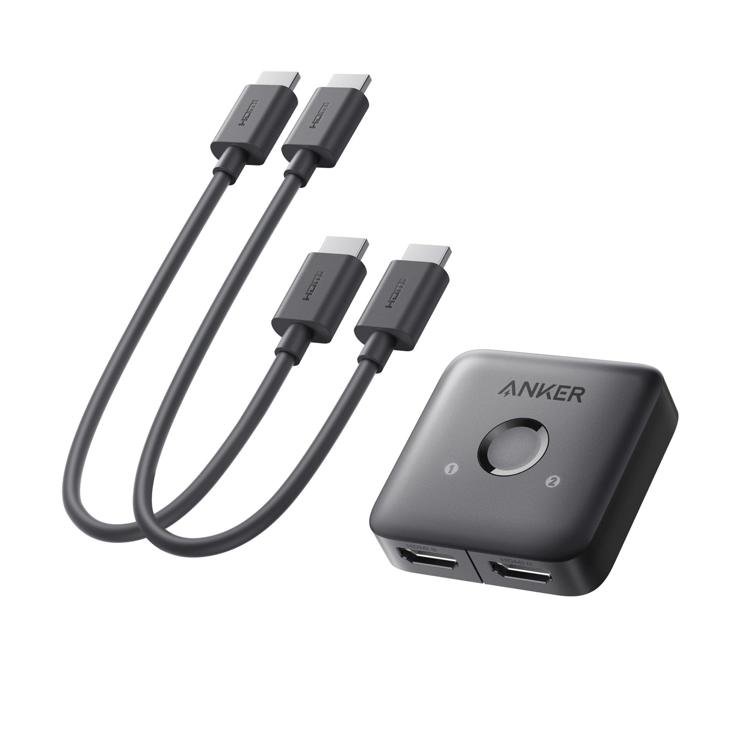 Anker HDMI Switch, 4K@60Hz HDMI Switcher, 2 in 1 Out with Smooth Finish, Supports HDR, 3D, Dolby, Compatible with Laptops, PC, Xbox Series, PS5 / PS4, Projector, and More