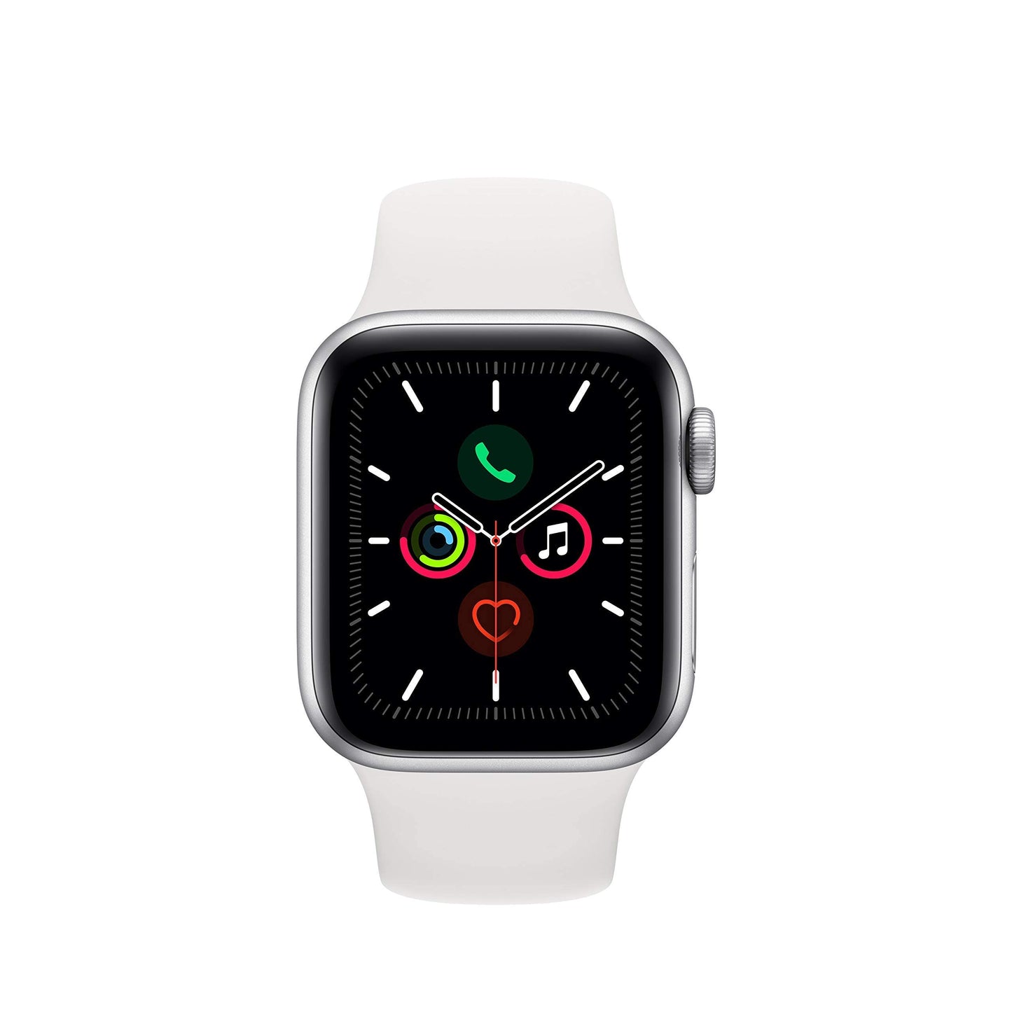 Apple Watch Series 5 (GPS, 44MM) - Silver Aluminum Case with White Sport Band (Renewed)