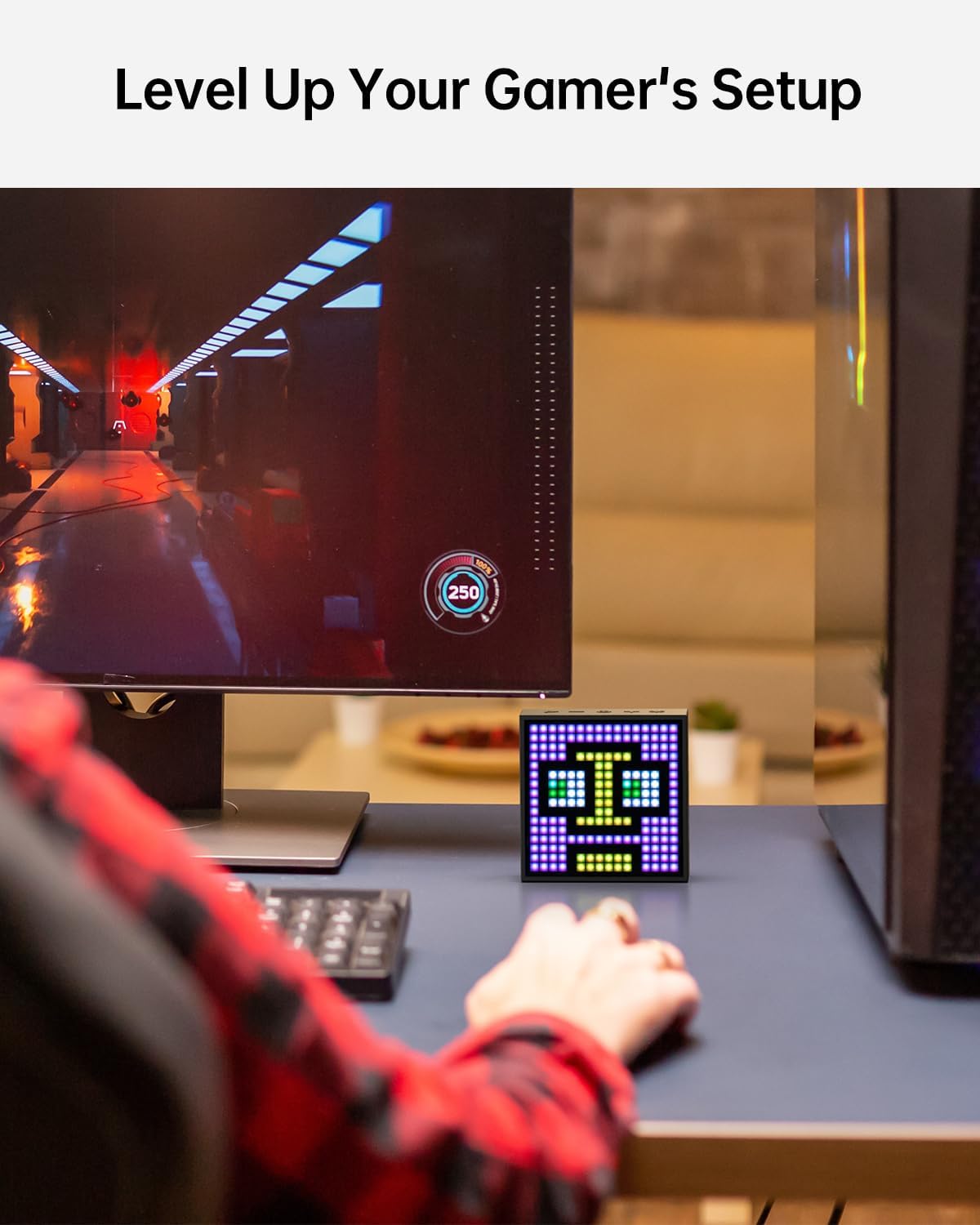 Divoom TimeBox Evo -- Pixel Art Bluetooth Speaker with 16x16 LED Display APP Control - Cool Animation Frame & Gaming Room Setup & Bedside Alarm Clock- Black