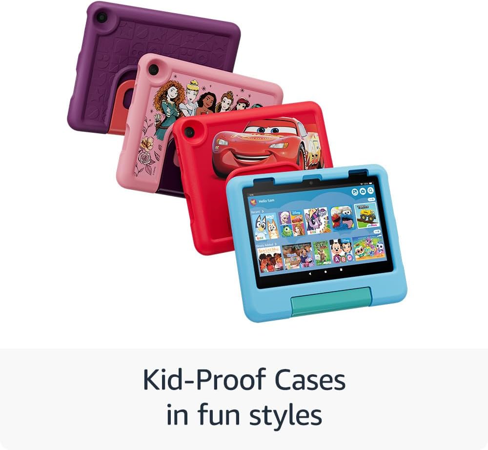 Amazon Fire HD 8 Kids tablet (newest model), ages 3-7 | 3GB memory, bright 8" HD screen. Includes ad-free and exclusive content, parental controls and 13-hr battery, 32GB, Grape