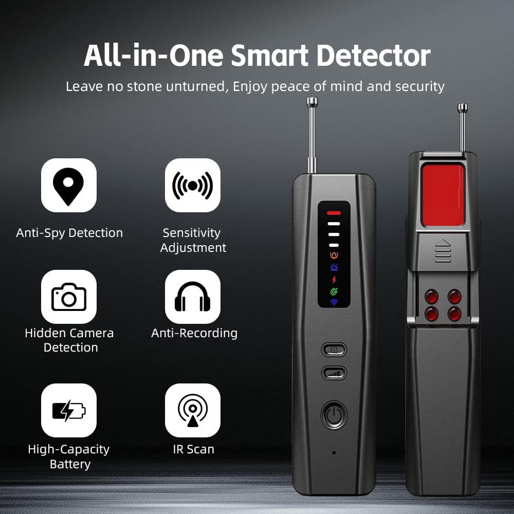 Upgraded Hidden Camera Detector -GPS Tracker Detector, Anti-Spy Detector, Bug Detector Electronic Sweeper for Hotels, Travel, Home & Office