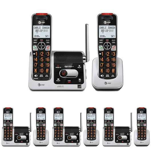 AT&T BL102-4 DECT 6.0 4-Handset Cordless Phone for Home with Answering Machine, Call Blocking, Caller ID Announcer, Audio Assist, Intercom, and Unsurpassed Range, Silver/Black