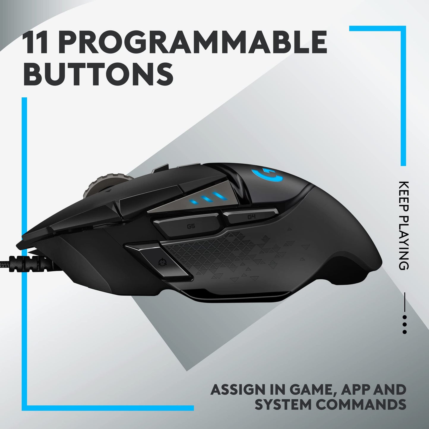 Logitech G502 HERO High Performance Wired Gaming Mouse, HERO 25K Sensor, 25,600 DPI, RGB, Adjustable Weights, 11 Buttons, On-Board Memory, PC/Mac