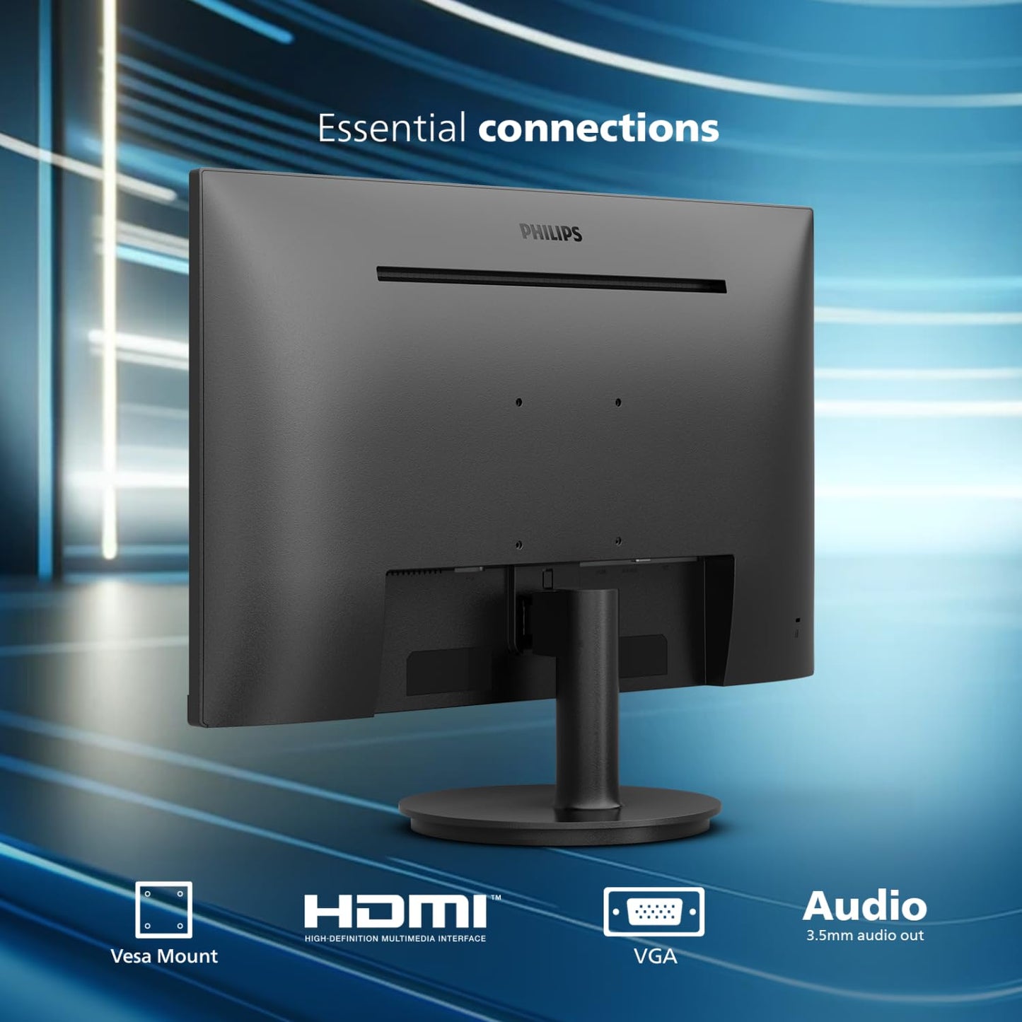 Philips New 24 inch Frameless Full HD (1920 x 1080) 100Hz Monitor, VESA, HDMI x1, VGA Port x1, Eye Care, 4 Year Advance Replacement Warranty, 241V8LB, Black