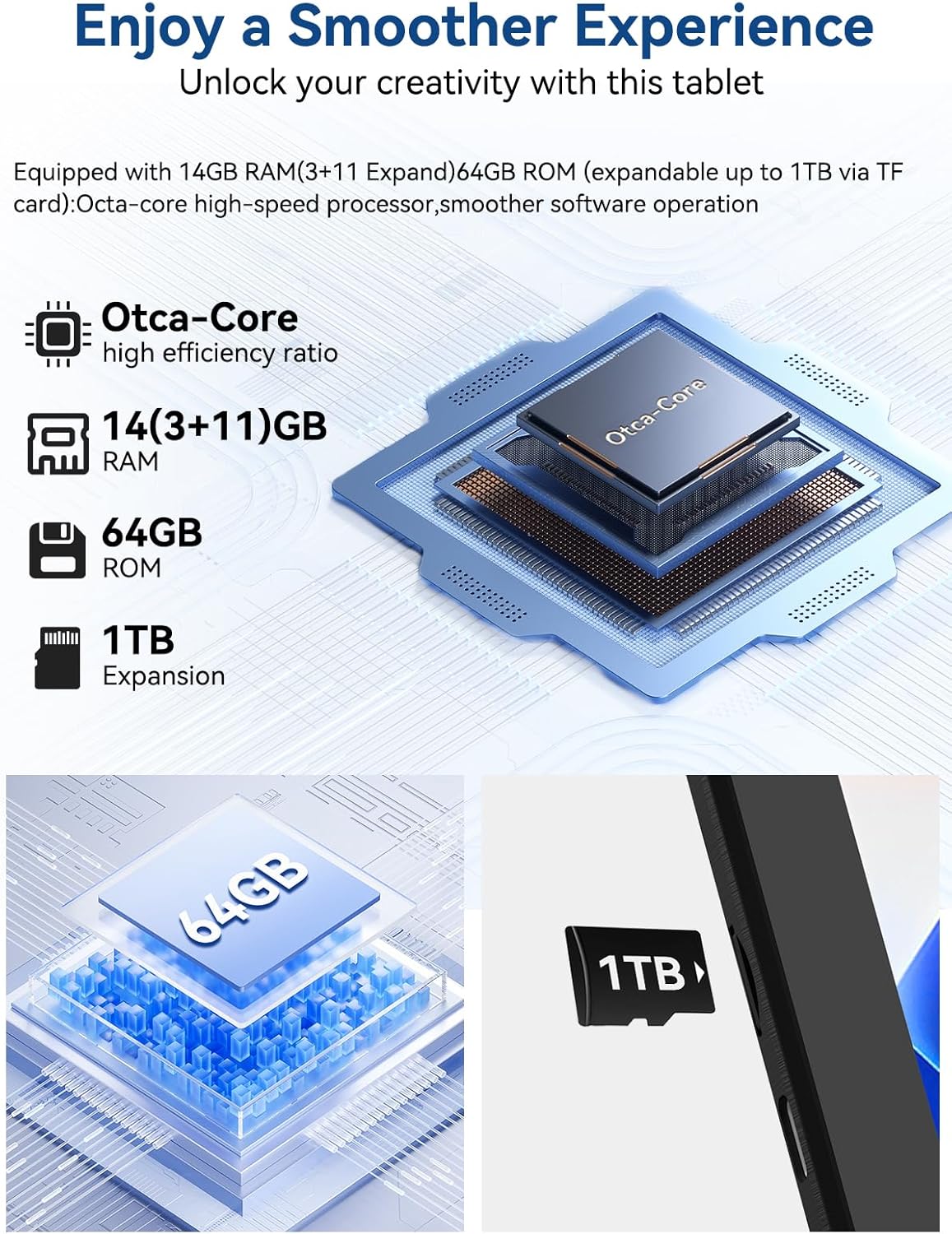 2025 Upgraded Android Tablet with Charging Speaker Dock, 2 Years Protection, Otca-Core CPU, 14GB+64GB Storage with 1TB Expansion, WiFi 6, BT5.3, Google Tablet, US Version