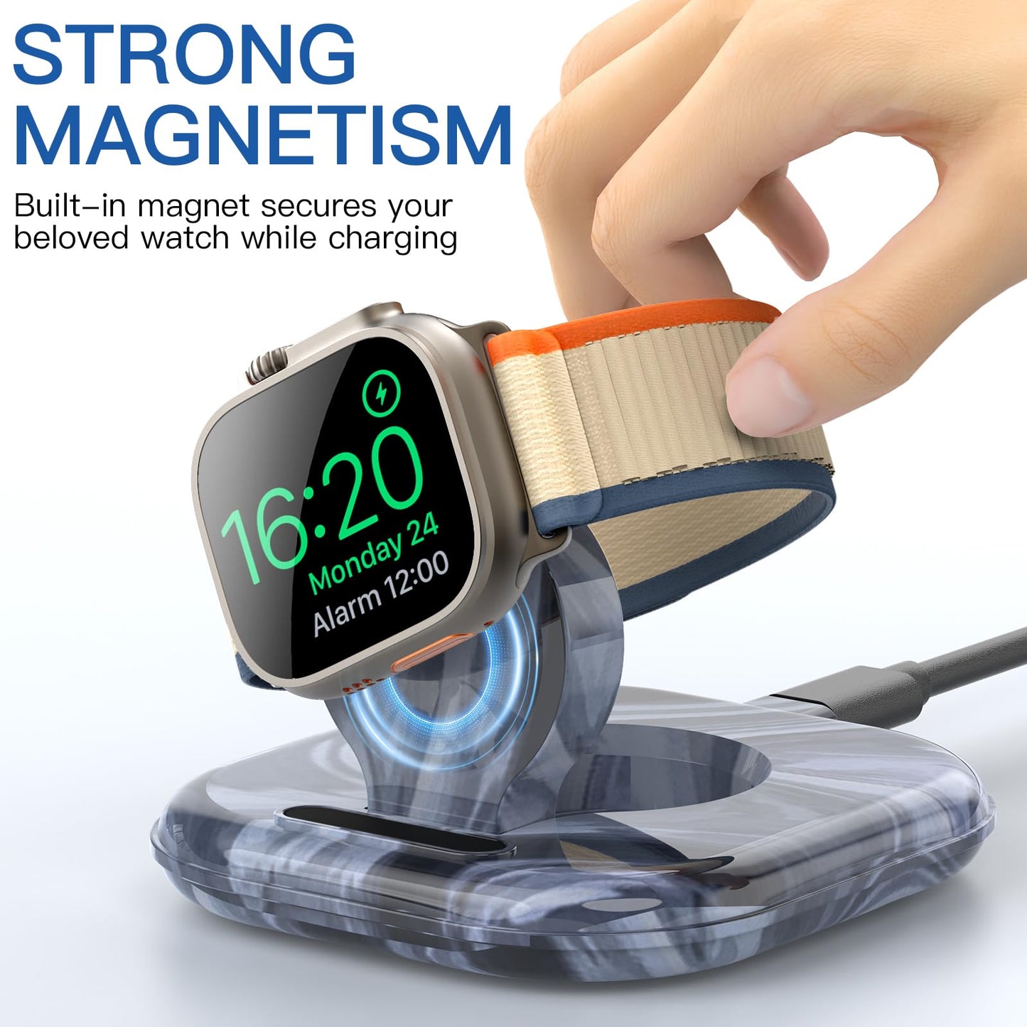 for Apple Watch Magnetic Charging Dock - Fast Magnetic Charger Stand, Compatible with Apple Watch Series 2/3/4/5/6/7/8/9/10/Ultra 1 2, Supports Nightstand Mode, Portable Design for Travel