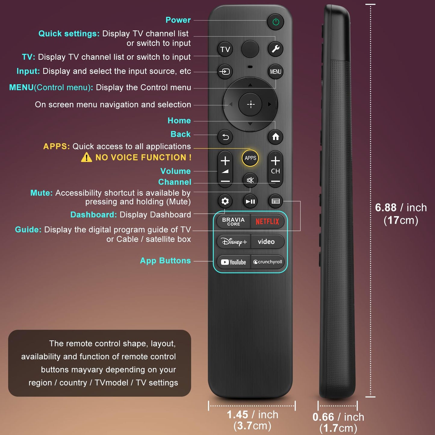 Rechargeable Remote for Samsung-TV-Remote-Control-Replacement,Compatible with Samsung Frame Crystal UHD Neo QLED OLED 4K 8K Smart TVs