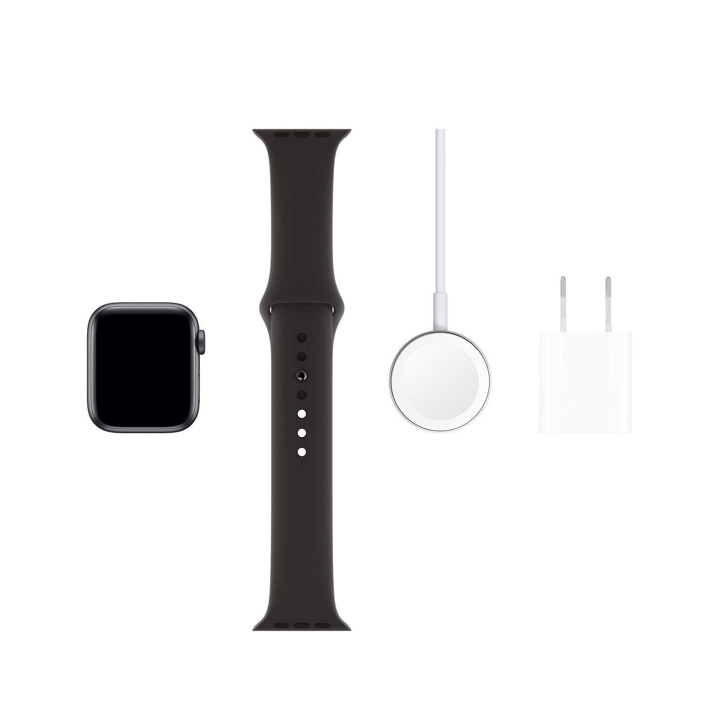 Apple Watch Series 5 (GPS, 44MM) - Silver Aluminum Case with White Sport Band (Renewed)