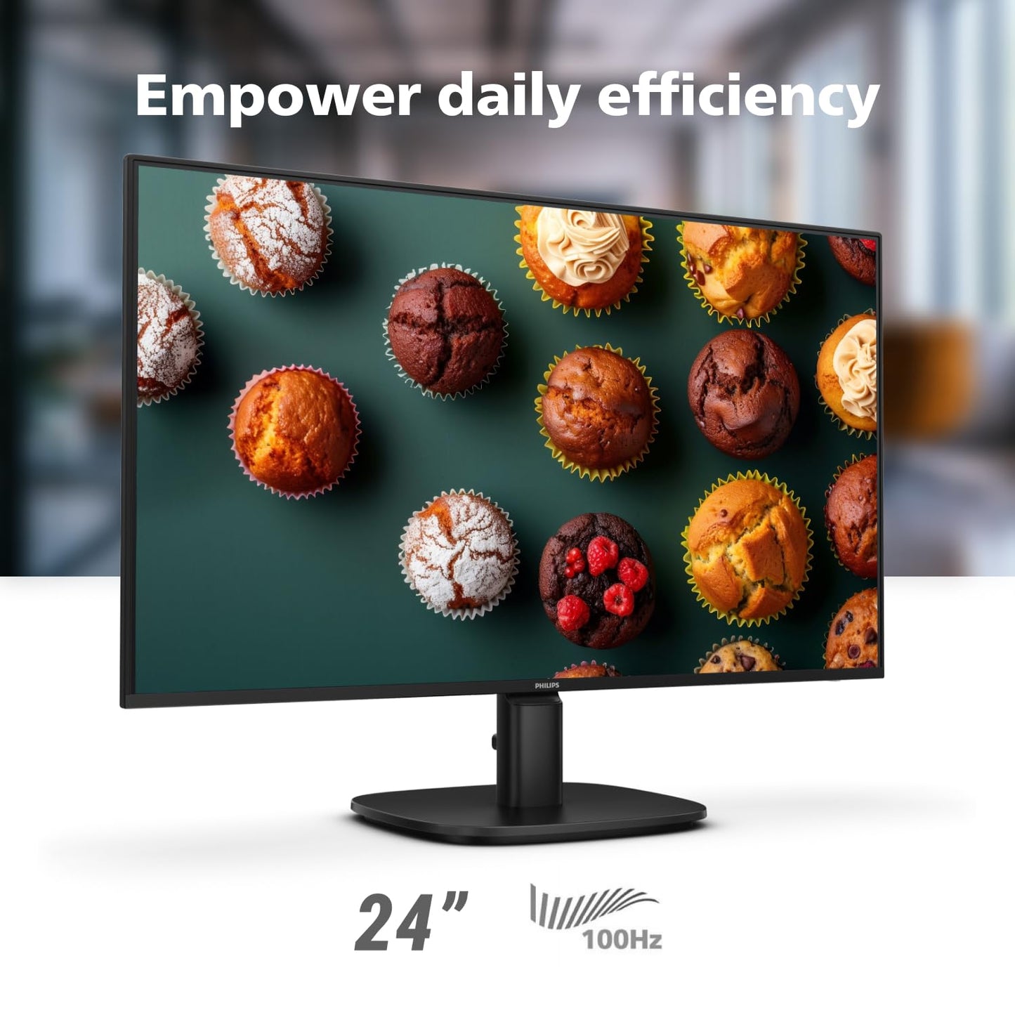 Philips New 24 inch Frameless Full HD (1920 x 1080) 100Hz Monitor, VESA, HDMI x1, VGA Port x1, Eye Care, 4 Year Advance Replacement Warranty, 241V8LB, Black