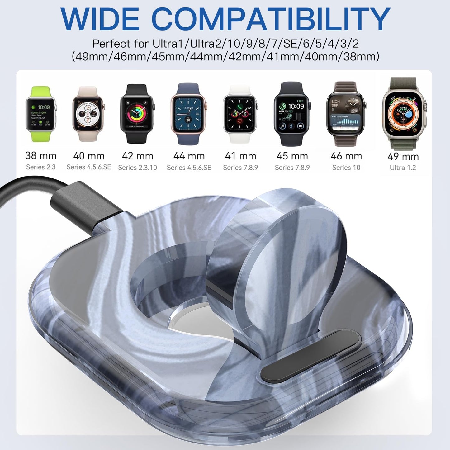 for Apple Watch Magnetic Charging Dock - Fast Magnetic Charger Stand, Compatible with Apple Watch Series 2/3/4/5/6/7/8/9/10/Ultra 1 2, Supports Nightstand Mode, Portable Design for Travel