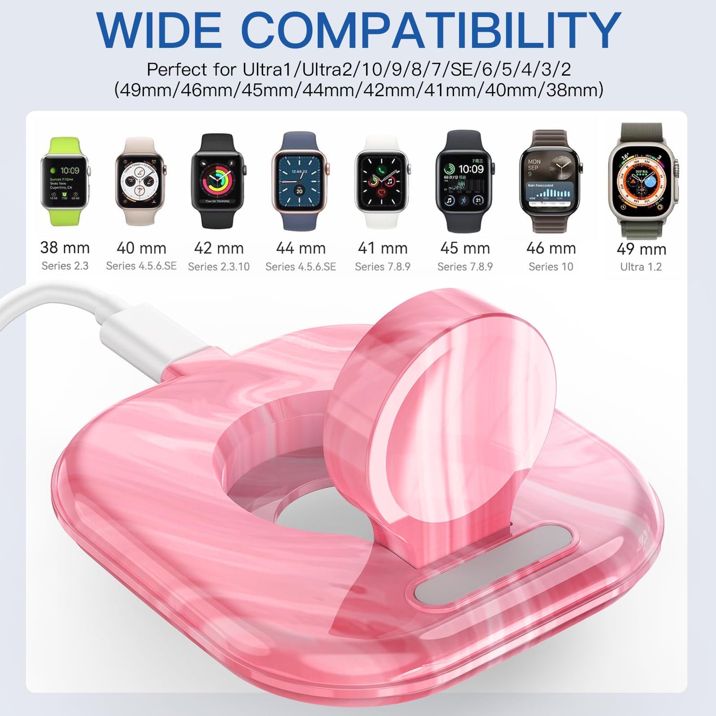 for Apple Watch Magnetic Charging Dock - Fast Magnetic Charger Stand, Compatible with Apple Watch Series 2/3/4/5/6/7/8/9/10/Ultra 1 2, Supports Nightstand Mode, Portable Design for Travel