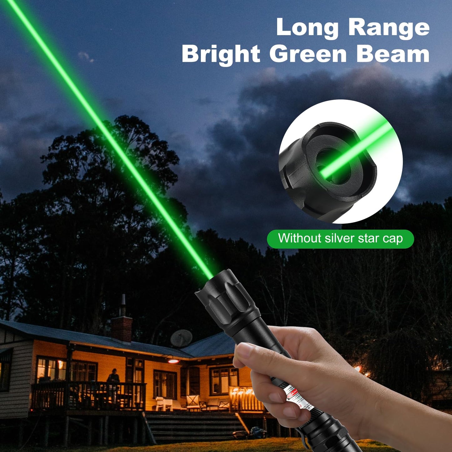 Green Laser Pointer High Power Pen - Long Range Rechargeable Laser Beam, USB Charging for Hiking, Presentations & Outdoor Use (Professional-Grade Green Light)