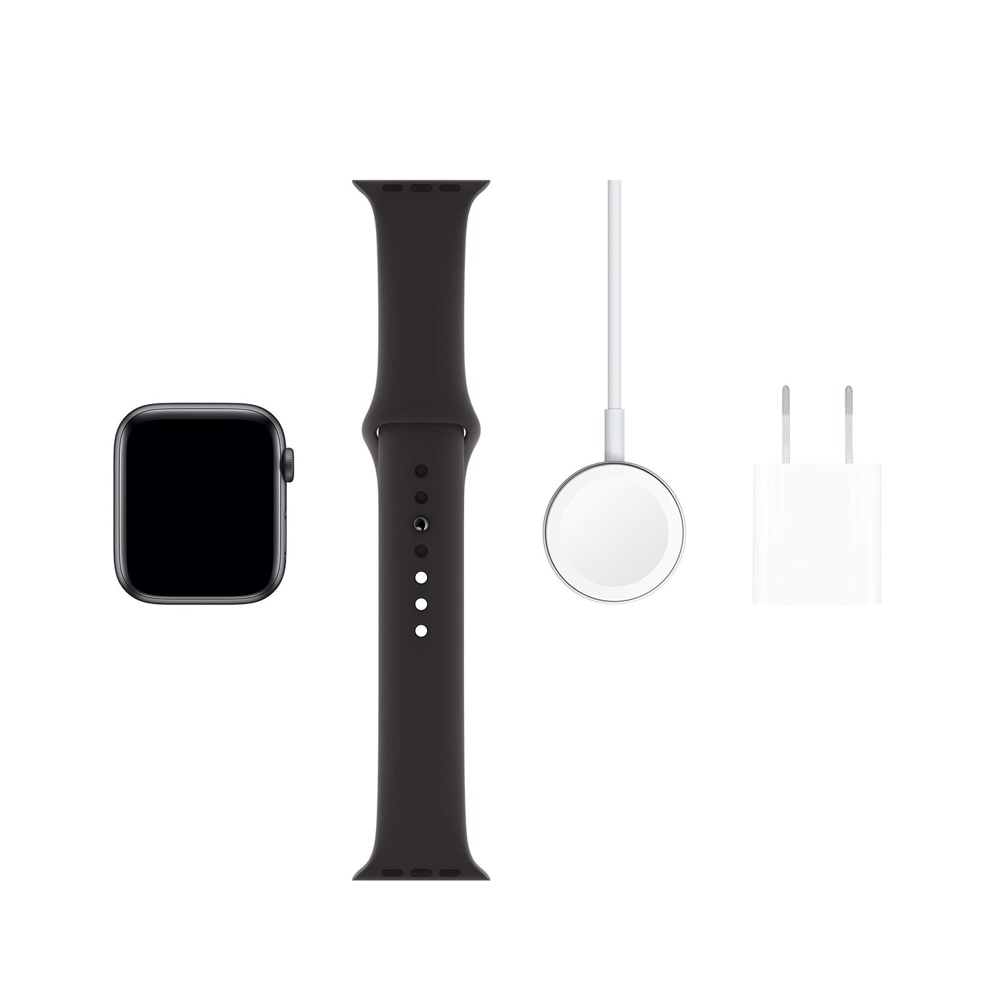 Apple Watch Series 5 (GPS, 44MM) - Silver Aluminum Case with White Sport Band (Renewed)