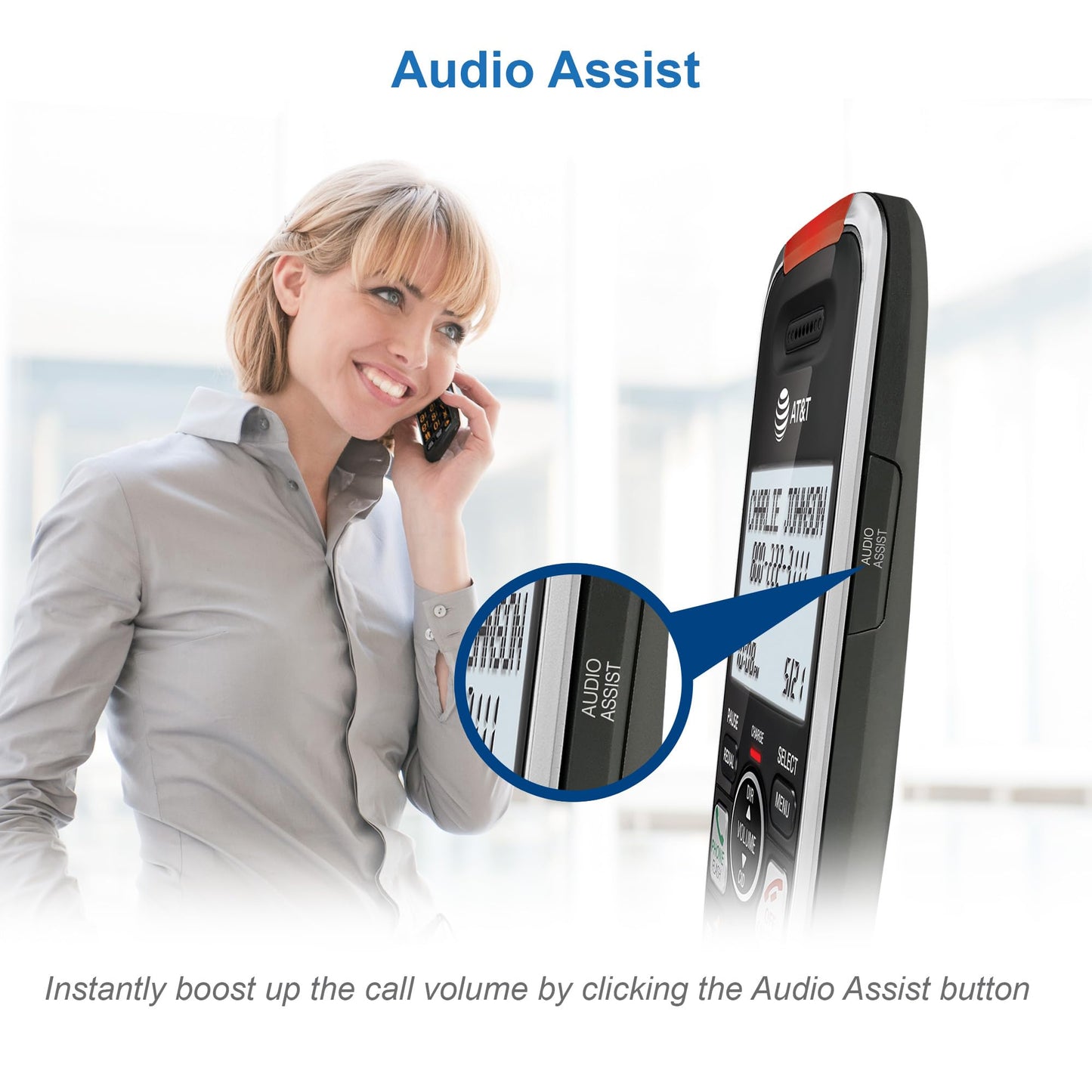 AT&T BL102-4 DECT 6.0 4-Handset Cordless Phone for Home with Answering Machine, Call Blocking, Caller ID Announcer, Audio Assist, Intercom, and Unsurpassed Range, Silver/Black