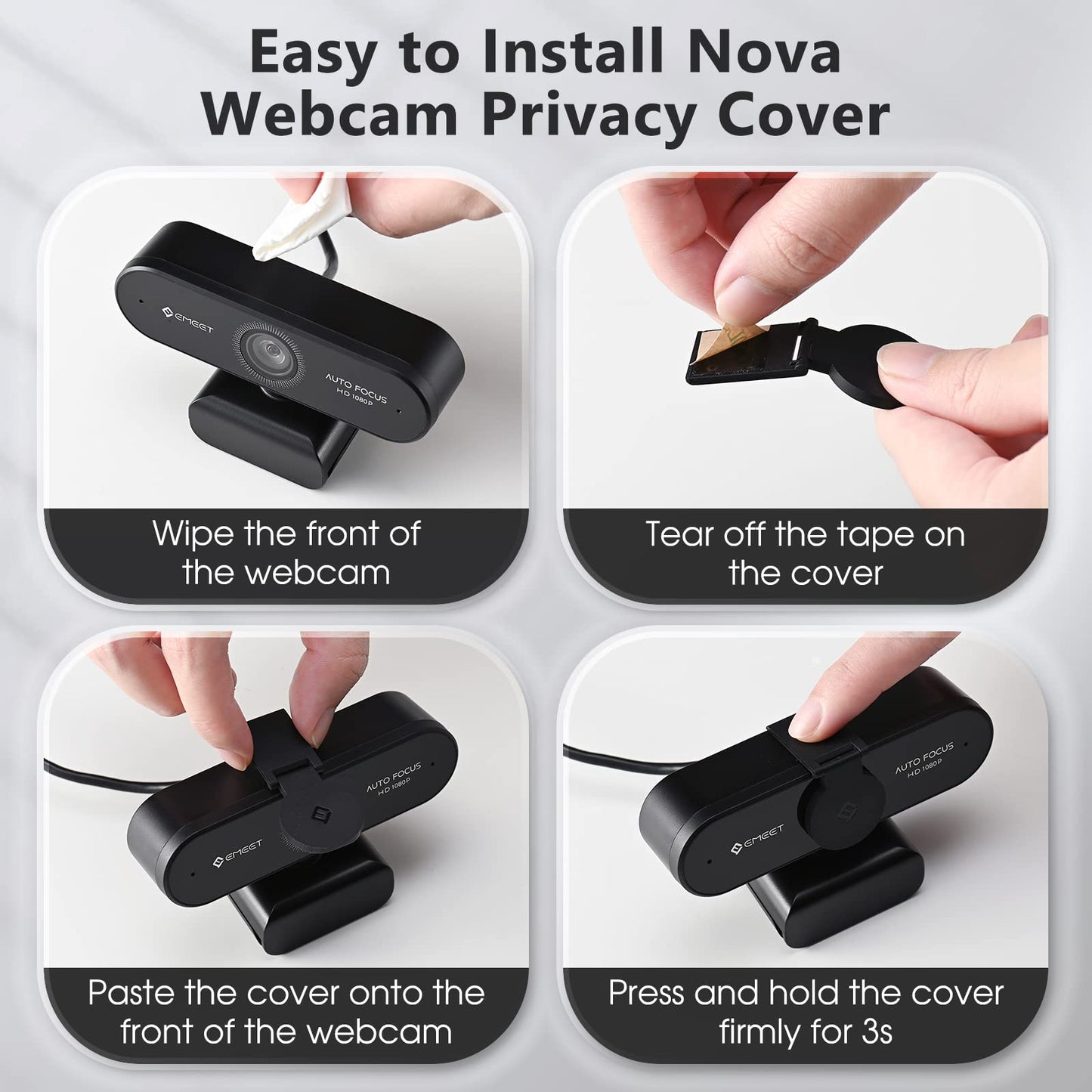 EMEET NOVA 4K Webcam for PC - Ultra 4K HD, PDAF Autofocus, Dual Noise-Cancelling Mics, 73° FOV, Auto Light Correction, USB-A, Privacy Cover, Ideal for High-End Business Meetings&Live Streaming