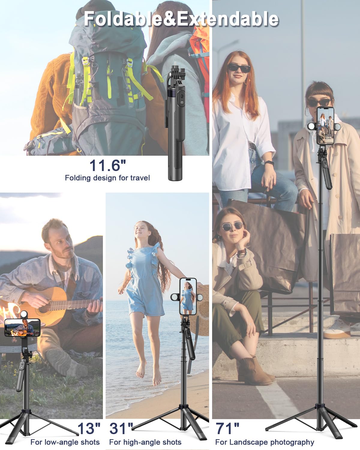 Vlogging Kit for iPhone/Android, 63”Auto Face Tracking Tripod for iPhone with Light, Wireless Microphones, Scrolling Remote Control for TikTok, Content Creator Kit for YouTube Starter
