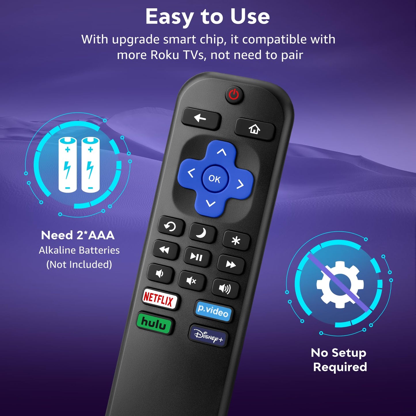 Rechargeable Remote for Samsung-TV-Remote-Control-Replacement,Compatible with Samsung Frame Crystal UHD Neo QLED OLED 4K 8K Smart TVs
