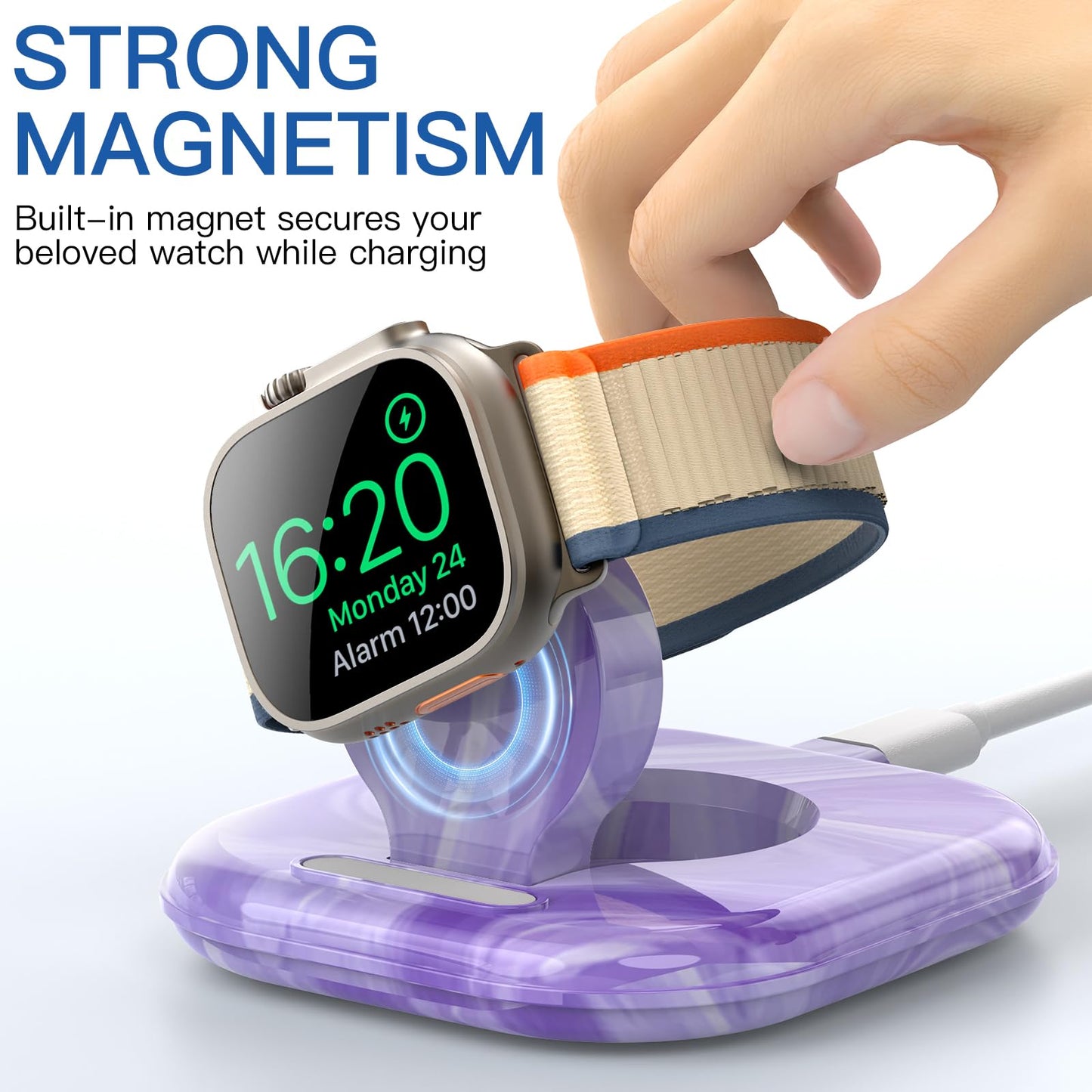 for Apple Watch Magnetic Charging Dock - Fast Magnetic Charger Stand, Compatible with Apple Watch Series 2/3/4/5/6/7/8/9/10/Ultra 1 2, Supports Nightstand Mode, Portable Design for Travel